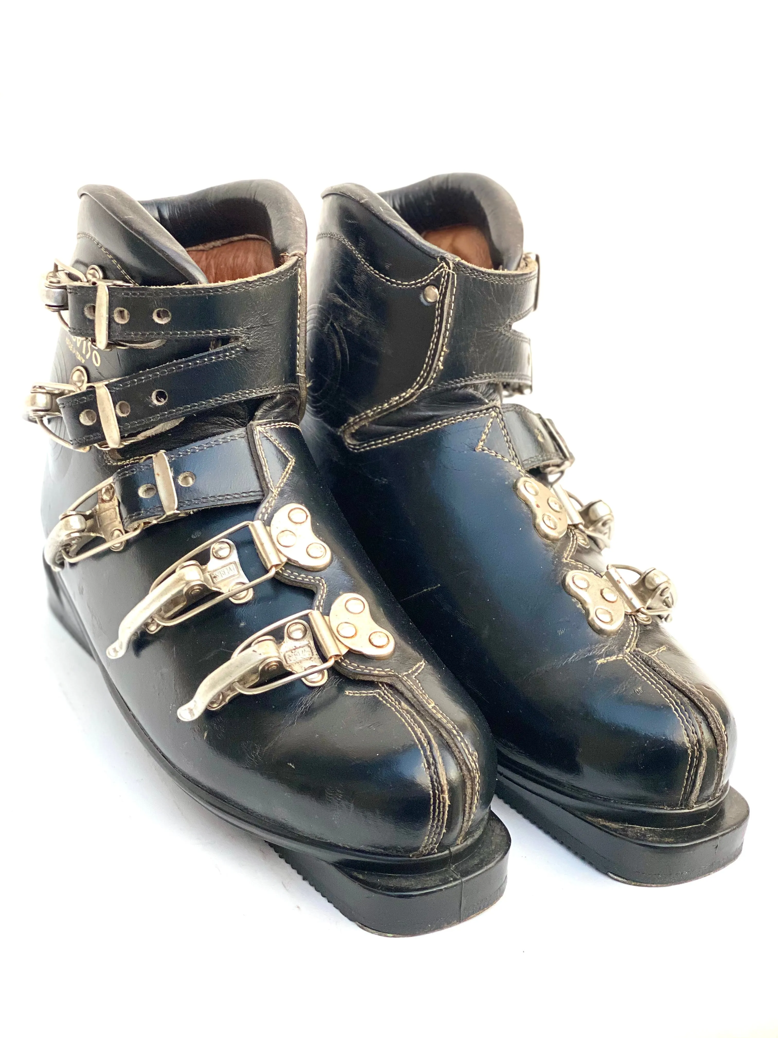 Vintage Treviso Leather and Metal Everest Buckle Ski Boots