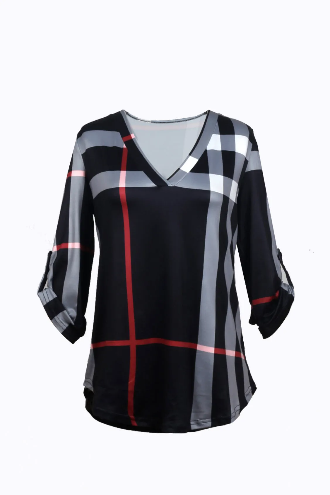 WealFeel Plaid to the Bone V Neck Shirt