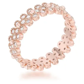 WildKlass 1ct CZ Rose Gold Textured Bezel Set Eternity Ring