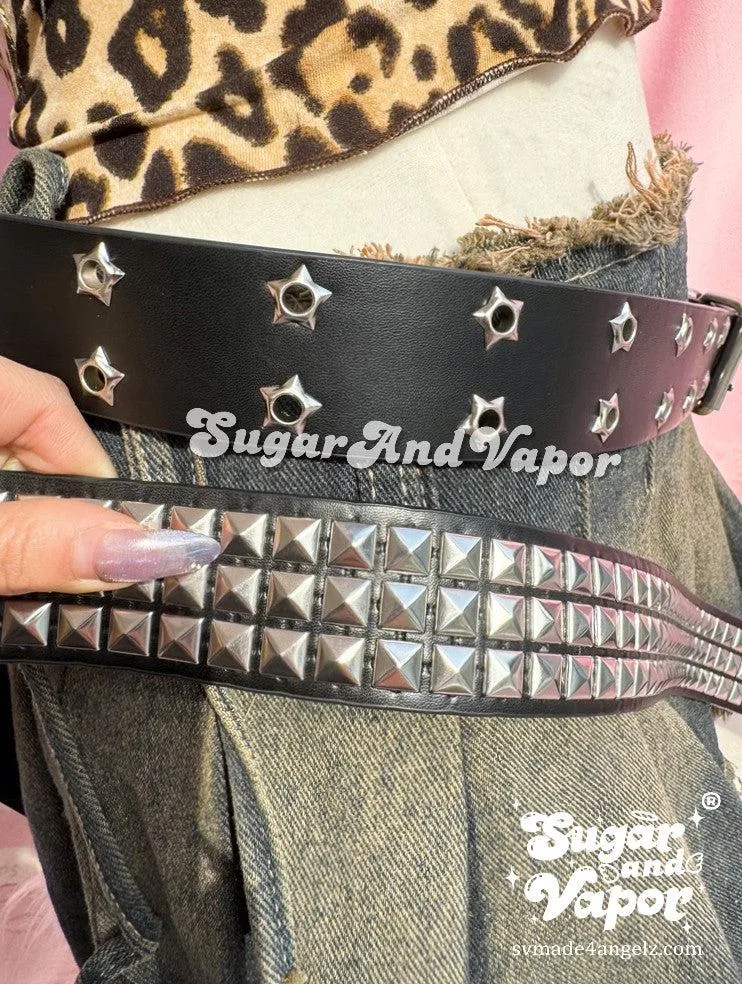 Y2k Star Rivets Grunge Pu Leather Belt