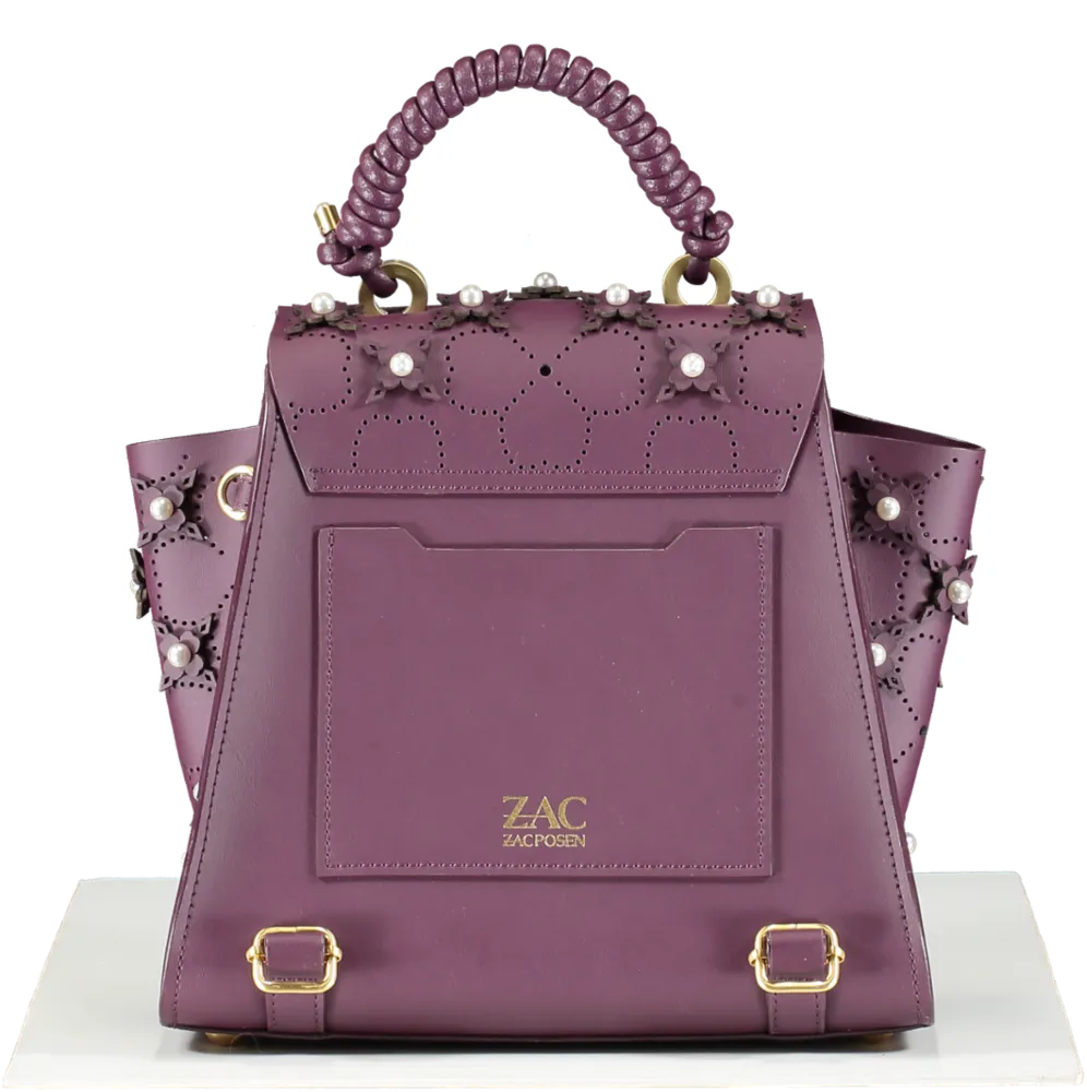 zac zac posen Purple Eartha Floral-appliqué Leather Tote Bag One Size